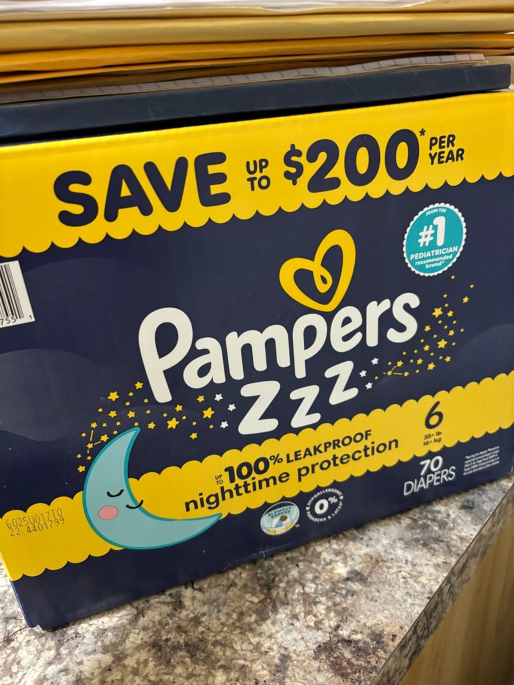 Pampers Zzz Nighttime Protection Size 6 Diapers 40 diapers